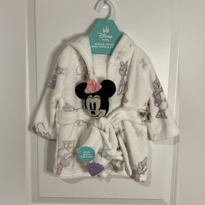 Disney Baby Minnie Mouse White and Pink Robe + Teether 0-12 Months